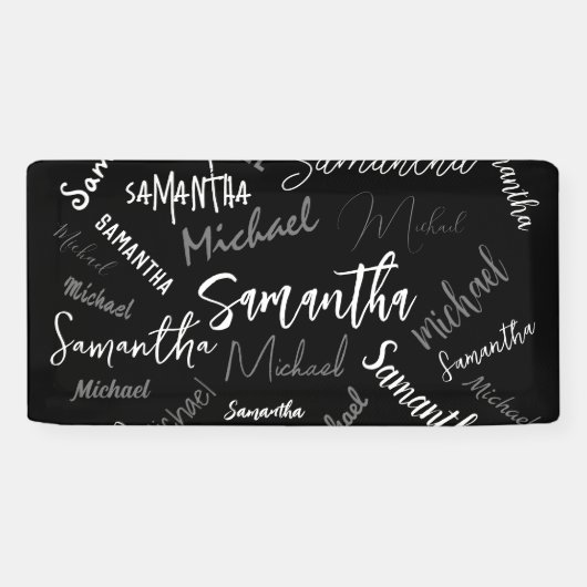 Twee namen koppel monogram zwart grijs wit spandoek (Horizontaal)