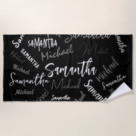 Twee namen koppel monogram zwart grijs wit strandlaken