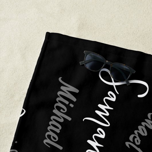 Twee namen koppel monogram zwart grijs wit strandlaken (In situ)
