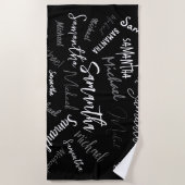 Twee namen koppel monogram zwart grijs wit strandlaken (Voorkant)