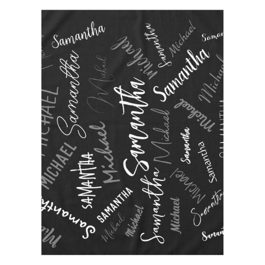 Twee namen koppel monogram zwart grijs wit tafelkleed (Voorkant)