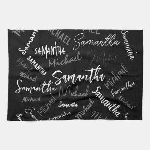 Twee namen koppel monogram zwart grijs wit theedoek