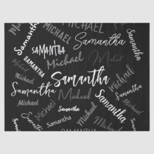 Twee namen koppel monogram zwart grijs wit tissuepapier