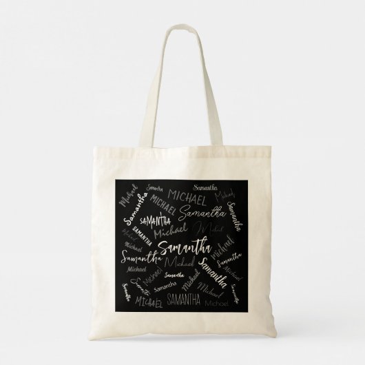 Twee namen koppel monogram zwart grijs wit tote bag (Achterkant)
