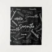 Twee namen koppel monogram zwart grijs wit wandkleed (Voorkant)