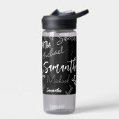 Twee namen koppel monogram zwart grijs wit waterfles (Links)