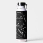Twee namen koppel monogram zwart grijs wit waterfles (Achterkant)