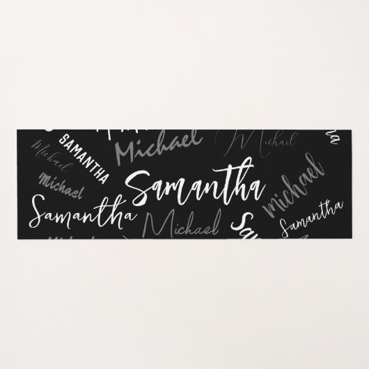 Twee namen koppel monogram zwart grijs wit yogamat (Achterkant (horizontaal))