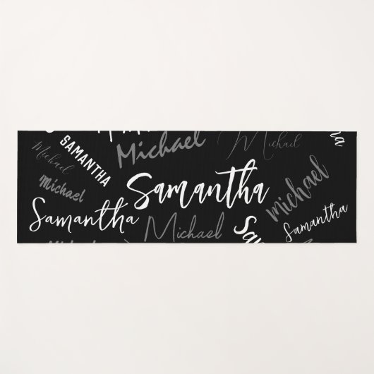 Twee namen koppel monogram zwart grijs wit yogamat (Voorkant (horizontaal))