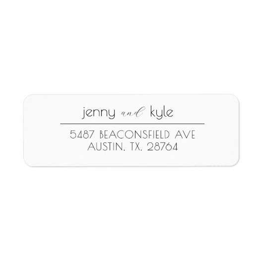 Twee namen koppel schoon moderne terugkeer adres etiket (Voorkant)