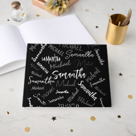 Twee namen koppelpatroon monogram zwart grijs wit gastenboek