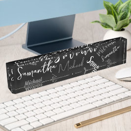 Twee namen koppelpatroon monogram zwart grijs wit naambordje