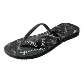 Twee namen koppelpatroon monogram zwart grijs wit teenslippers (Schuin)