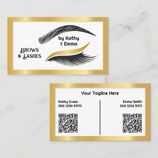 Twee namen Lashes Brows Tech QR Visitekaartje (Voorkant / Achterkant)