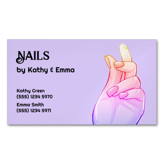 Twee namen Manicure Nails Magnetisch Visitekaartje (Voorkant)