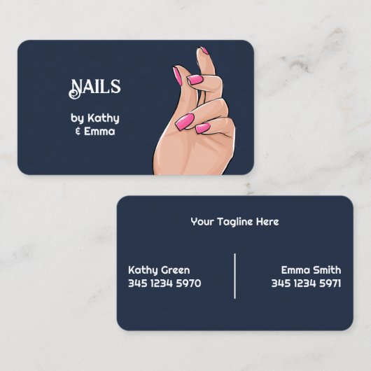 Twee Namen Manicure Navy Visitekaartje (Voorkant / Achterkant)