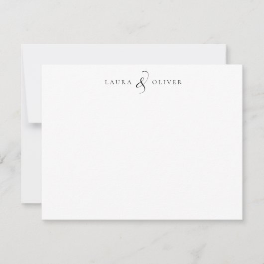 Twee namen Modern Minimalistisch Koppel Stationery Notitiekaartje (Voorkant)