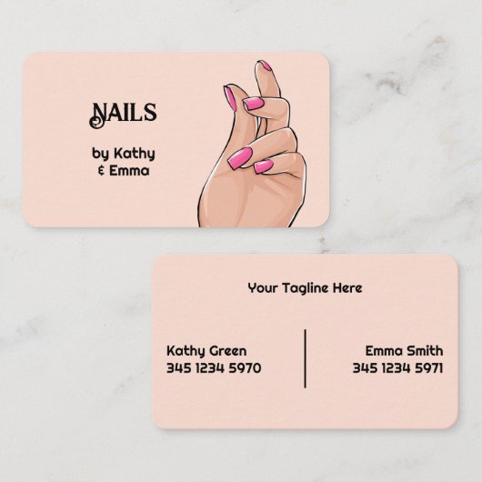 Twee namen Nail Tech Visitekaartje (Voorkant / Achterkant)