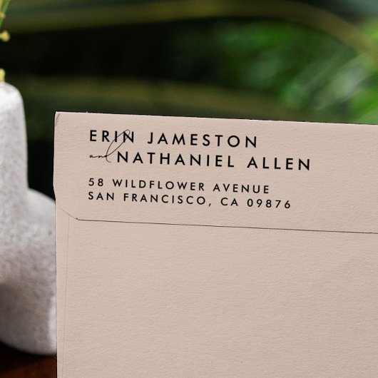 Twee namen & script lettertype modern retouradres rubberstempel