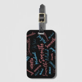 Twee namen stellen zich op monogram blauw lichtroz bagagelabel (Voorkant (verticaal))