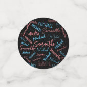 Twee namen stellen zich op monogram blauw lichtroz confetti (Kleine voorkant)