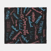 Twee namen stellen zich op monogram blauw lichtroz fleece deken (Voorkant (Horizontaal))