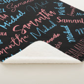 Twee namen stellen zich op monogram blauw lichtroz sherpa deken (3/4)