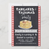 Twee Names Pancakes Pjs Birthday Uitnodiging (Voorkant)