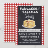 Twee Names Pancakes Pjs Birthday Uitnodiging (Voorkant / Achterkant)