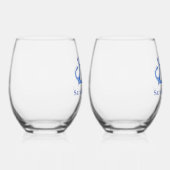 Twee Nautical Navy Ankers & Hart - Navy Bruiloft Wijnglas Zonder Voet (Rechts)