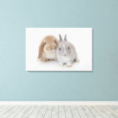 Twee Nederlandse Dwarf- en Holland Lop-bunnies Canvas Afdruk (Insitu (Houten vloer))