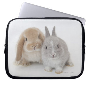 Twee Nederlandse Dwarf- en Holland Lop-bunnies Laptop Sleeve