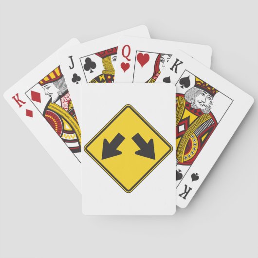 Twee Neerwaartse Pijlen Waarschuwingsbord Pokerkaarten (Achterkant)