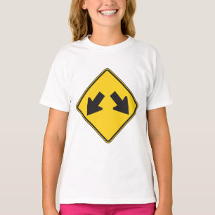 Twee Neerwaartse Pijlen Waarschuwingswegbord T-shirt