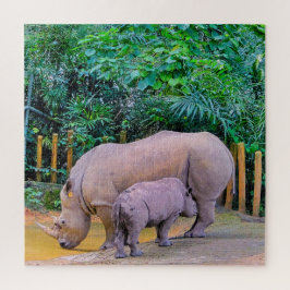 Twee neushoorns legpuzzel