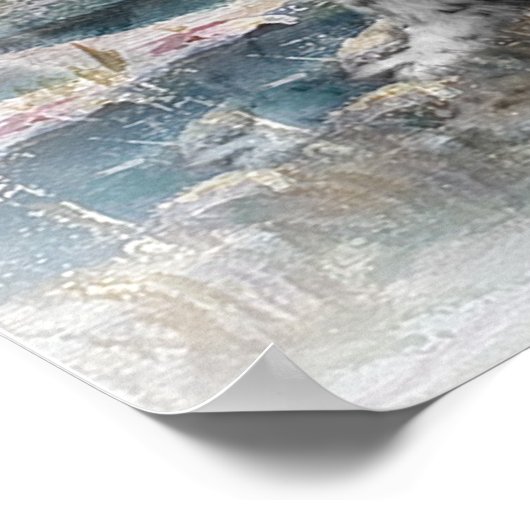 Twee Newfies winter scène Poster (Hoek)