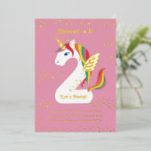 Twee nicorn Unicorn Tweede verjaardag Folie Uitnodiging (Staand Voorkant)
