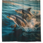 Twee nieuwsgierige dolfijnen douchegordijn (Voorkant)