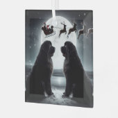 Twee nieuwtjes en de kerstman op komst glas ornament (Voorkant links)