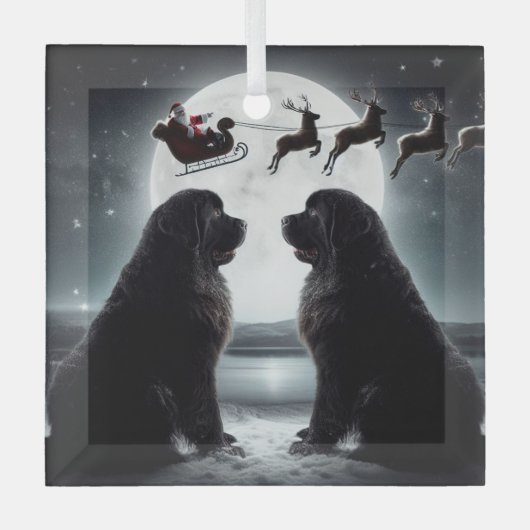 Twee nieuwtjes en de kerstman op komst glas ornament (Voorkant)