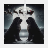 Twee nieuwtjes en de kerstman op komst glas ornament (Achterkant)