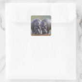 Twee nijlpaarden vierkante sticker (Tas)