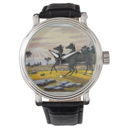 Twee Nilgai staande in een bergachtig landschap Horloge