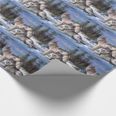 Twee noordpoolwolven schilderen cadeaupapier (Hoek)