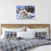 Twee noordpoolwolven schilderen canvas afdruk (Insitu (Slaapkamer))