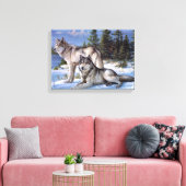 Twee noordpoolwolven schilderen canvas afdruk (Insitu (Woonkamer))