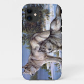 Twee noordpoolwolven schilderen Case-Mate iPhone case (Achterkant)