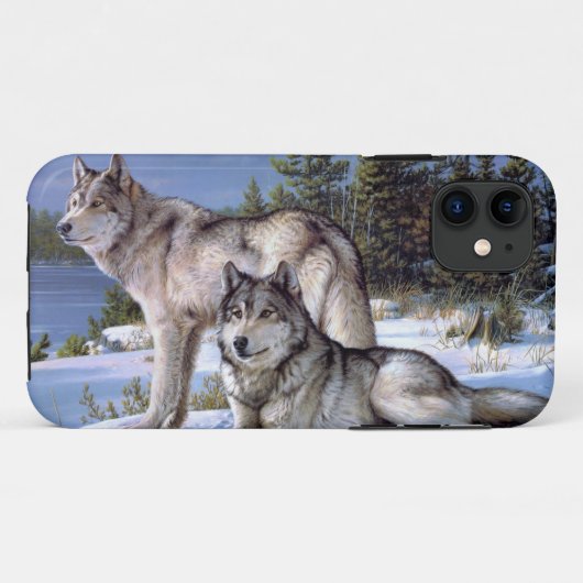 Twee noordpoolwolven schilderen Case-Mate iPhone case (Achterkant (horizontaal))