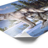 Twee noordpoolwolven schilderen foto afdruk (Hoek)