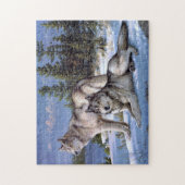 Twee noordpoolwolven schilderen legpuzzel (Verticaal)